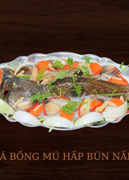 Cá bống mú hấp bún nấm