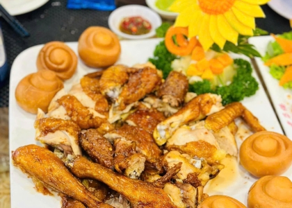 GÀ NƯỚNG BÁNH BAO CHIÊN
